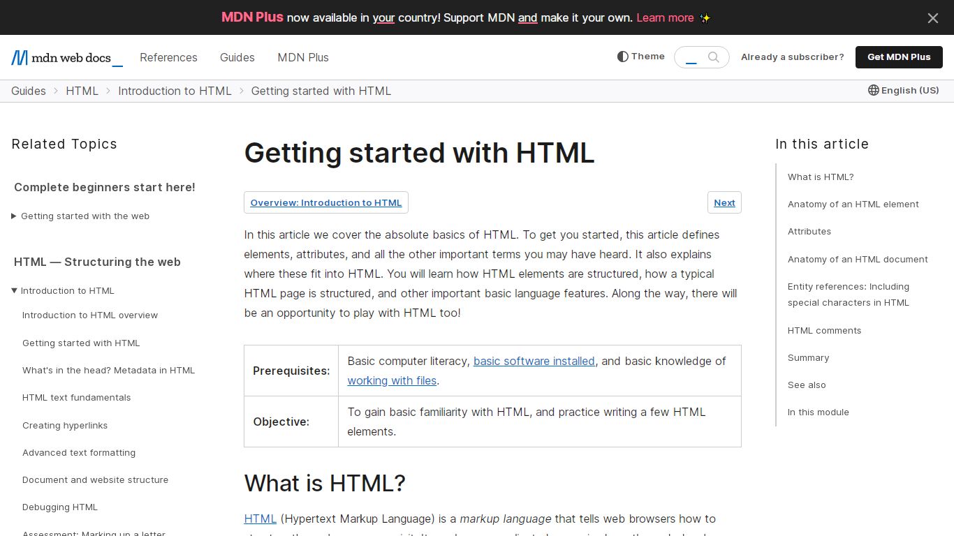 Getting started with HTML - Learn web development | MDN - Mozilla